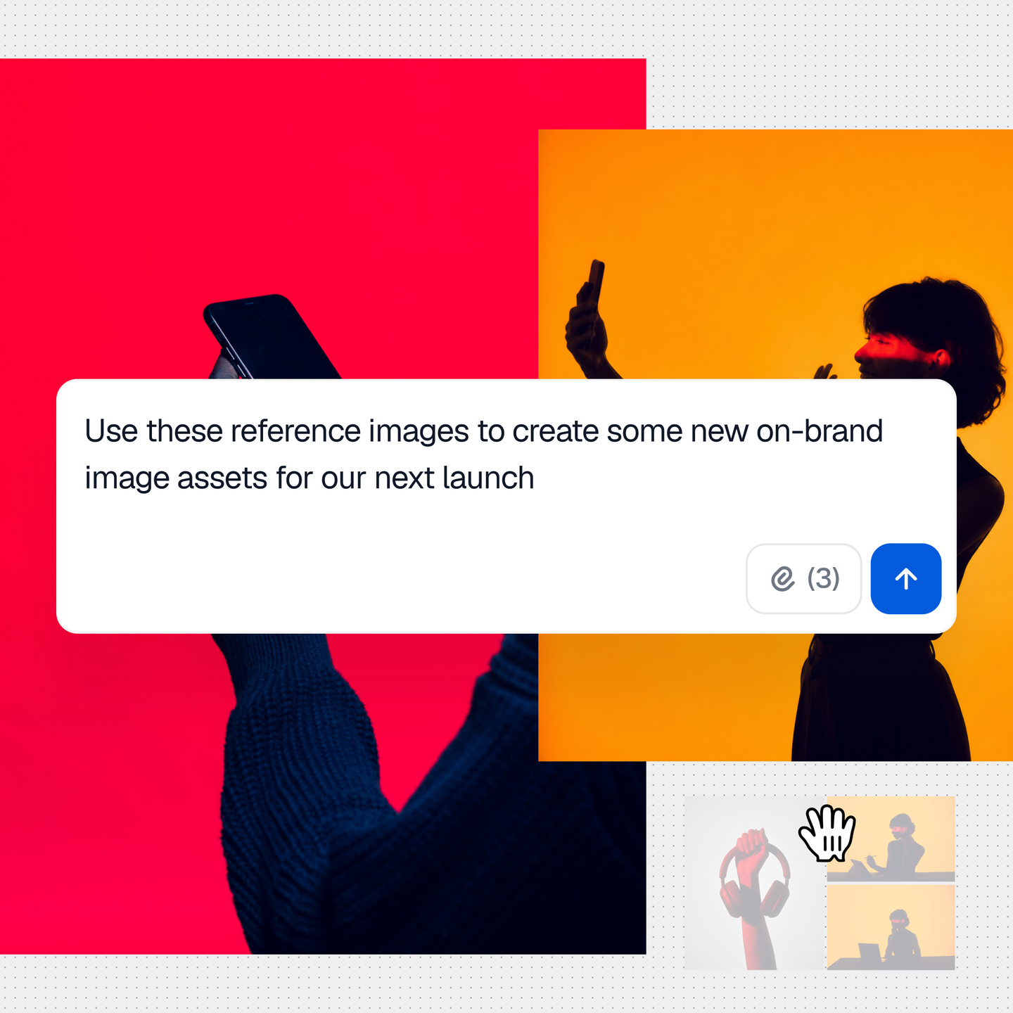 Reference images and prompt for creating on-brand campaign assets